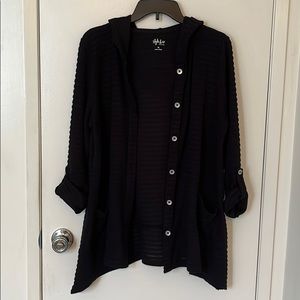 Style & Co. black knit beach coverup hooded jacket